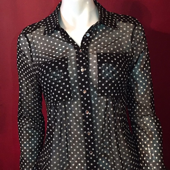 INC PETITE POLKA DOT BLOUSE SIZE MP - Picture 2 of 6
